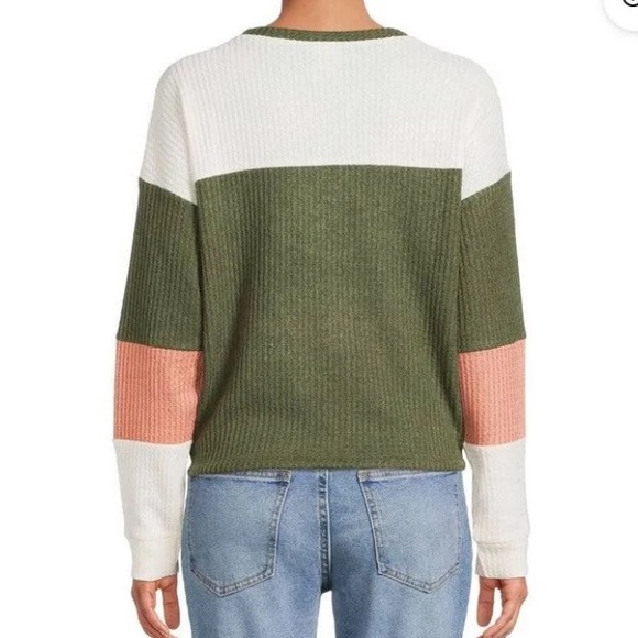 Green Knit Ling Sleeve Draw String Sweater - Picture 8 of 8